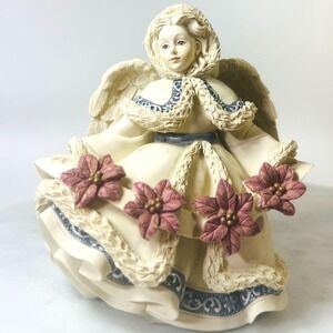 Vtg 2002 Sarahs‎ Angels "Holly" December Birthday Figurine Christmas Poinsettia